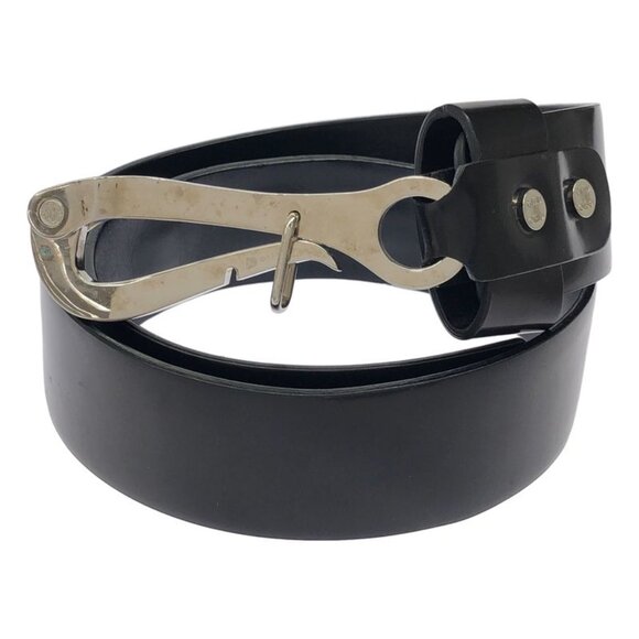 Celine Pelican Hook Buckle Leather Belt Black 30 75 main image 7